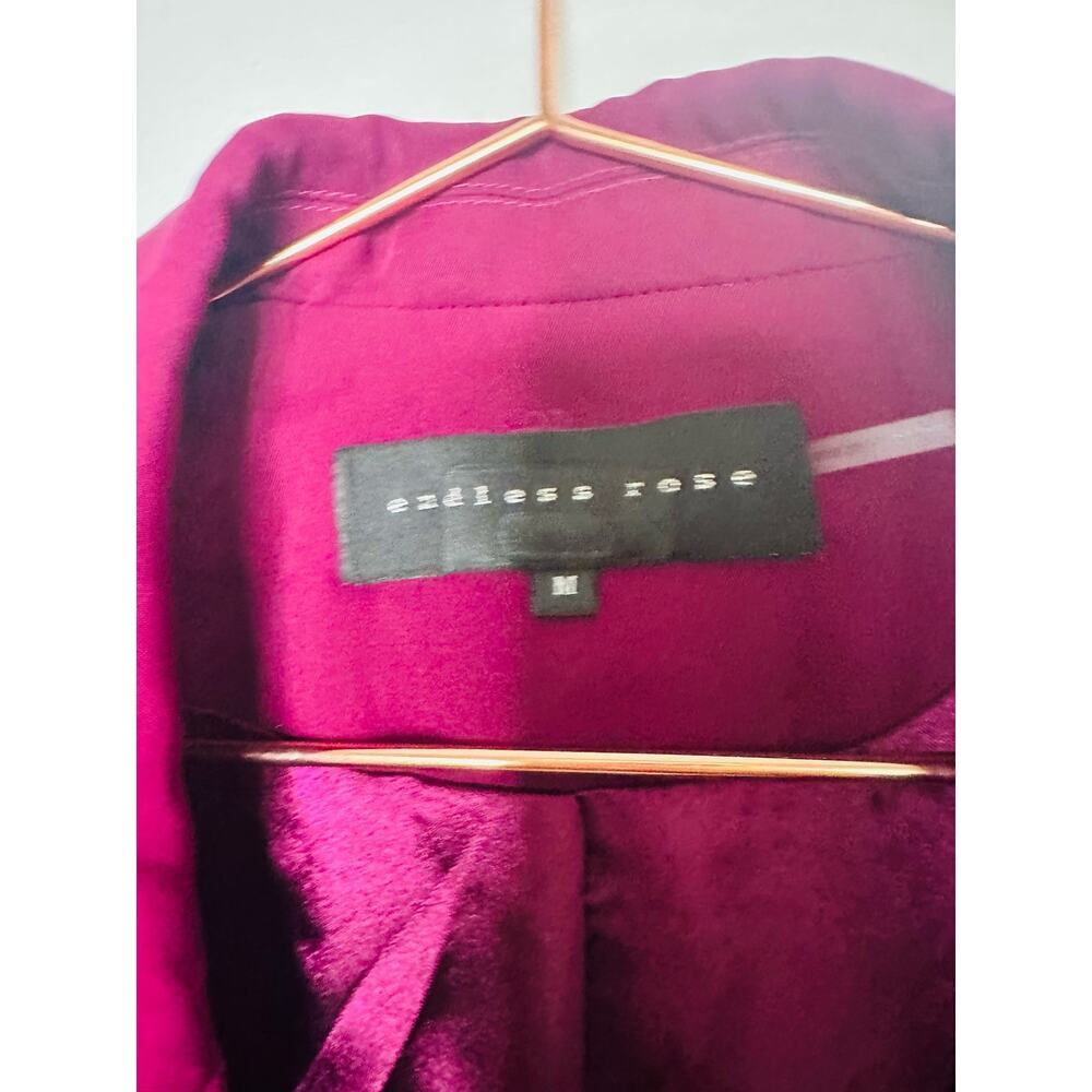 ENDLESS ROSE Purple Crepe Front Button Closure Jacket Blazer Size Medium - Picture 7 of 15